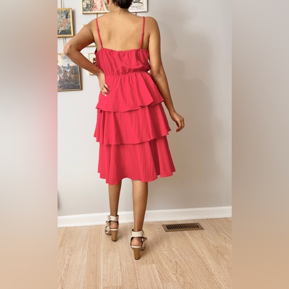 Entro red ruffle spaghetti strap midi dress - Picture 2 of 9